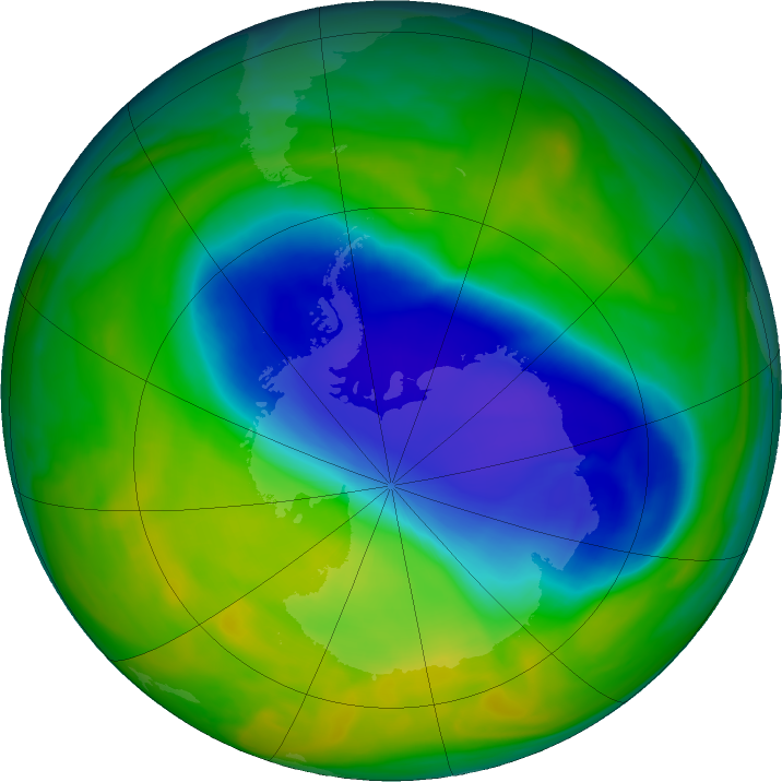 Antarctic ozone map for 05 November 2016